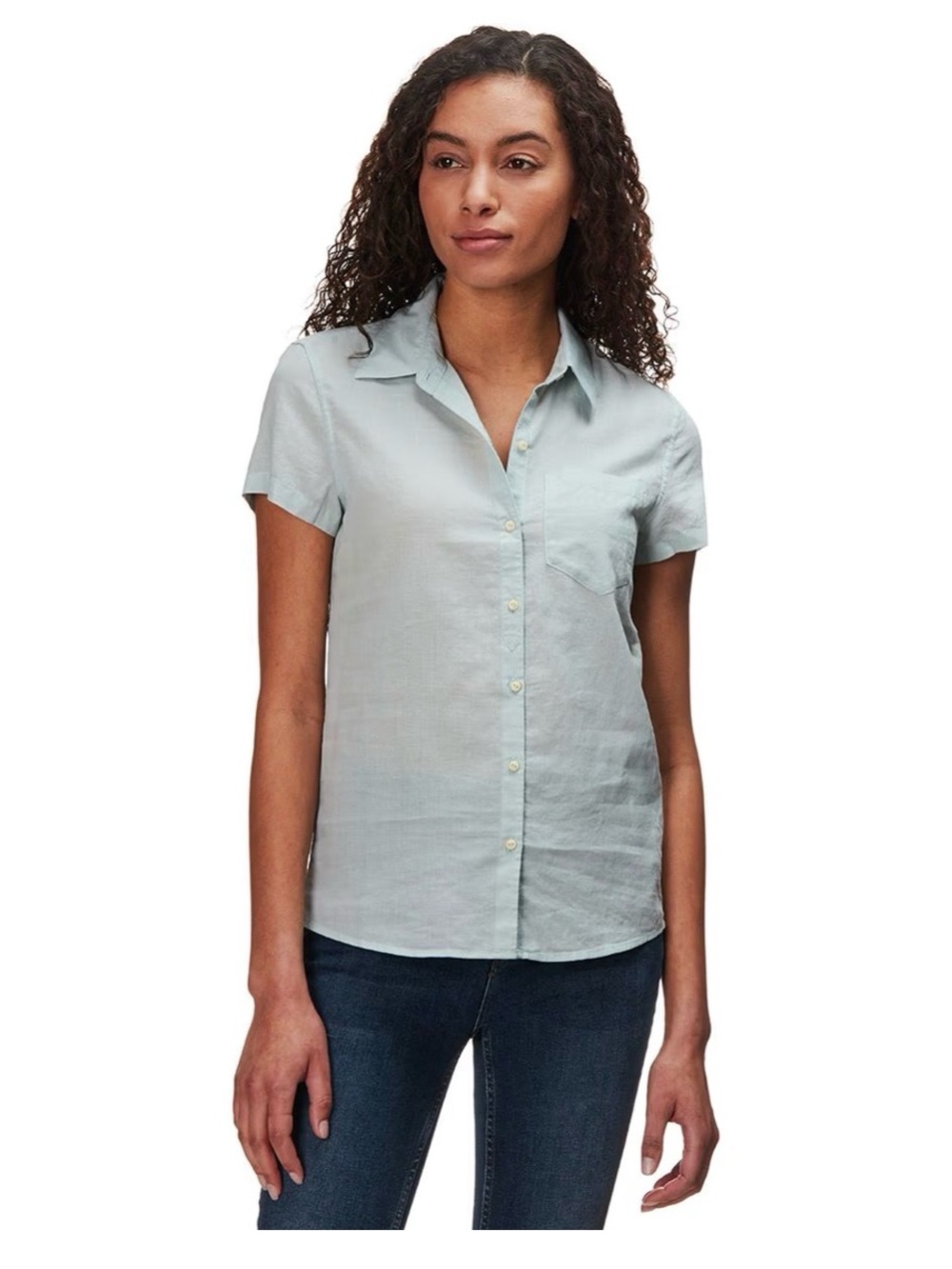 Patagonia Short-Sleeve Button-Down Shirt Mint A/C lightweight organic cotton